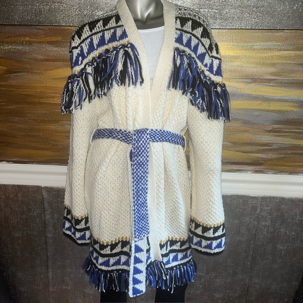 Mother  The Tassel Is Worth The Hassle Cotton Blend Cardigan Msrp $475 XL New